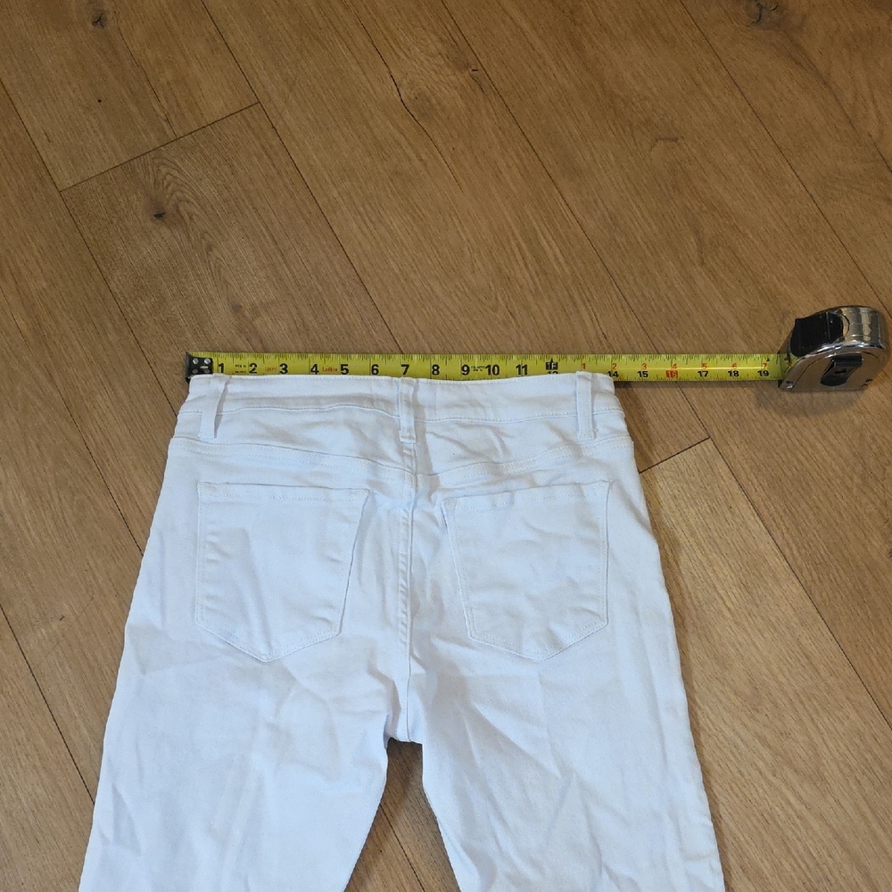 Women’s Skinny Jeans - White Frayed Hem - Picture 4 of 5